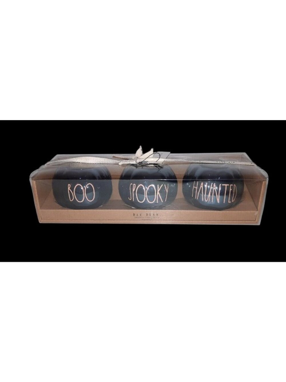 Rae Dunn "Boo" "Spooky" " Haunted" Pumpkin Tea Light Holders Set
